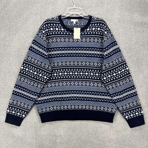Peter Millar Sweater Mens XXL Blue Crewneck Fair Isle Merino Wool Blend $248